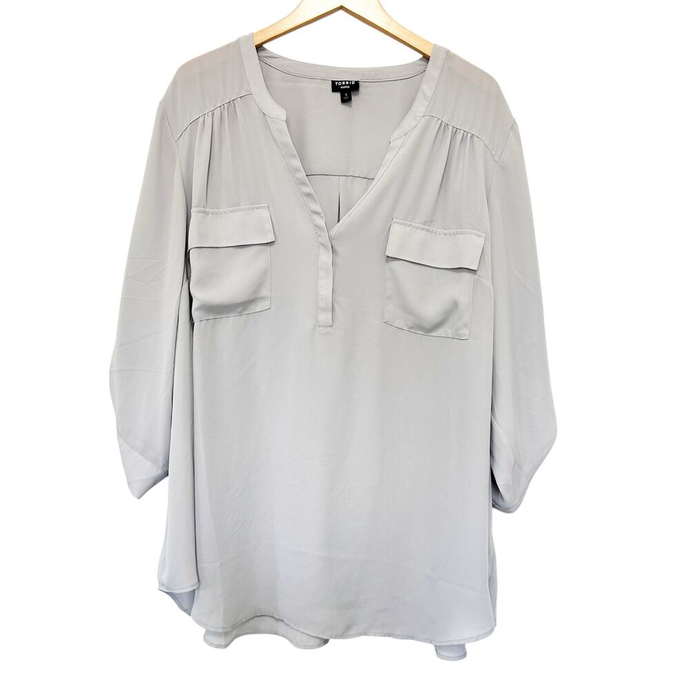 Torrid Harper Gray Chiffon Blouse Sz 5X